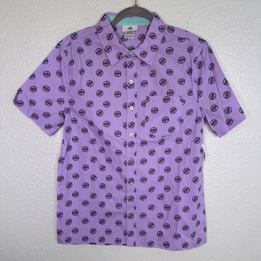 Disney Parks UP Movie Shirt Mens Small Grape Soda Print Button Up Merch NEW S